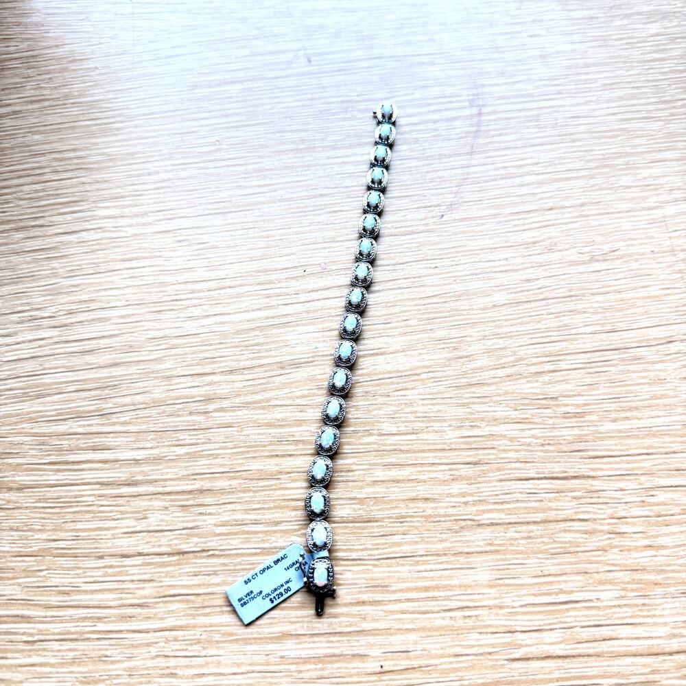 NWT Sterling Silver Created Opal Tennis Bracelet Retail $129